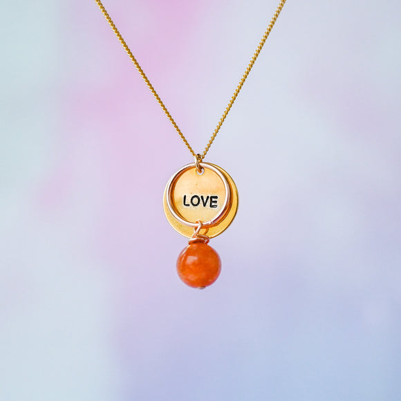 LOVE necklace & Sunstone Charm