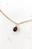 Paper Clip Necklace - CHOCOLATE PEARL