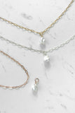Paper Clip Necklace - WHITE PEARL
